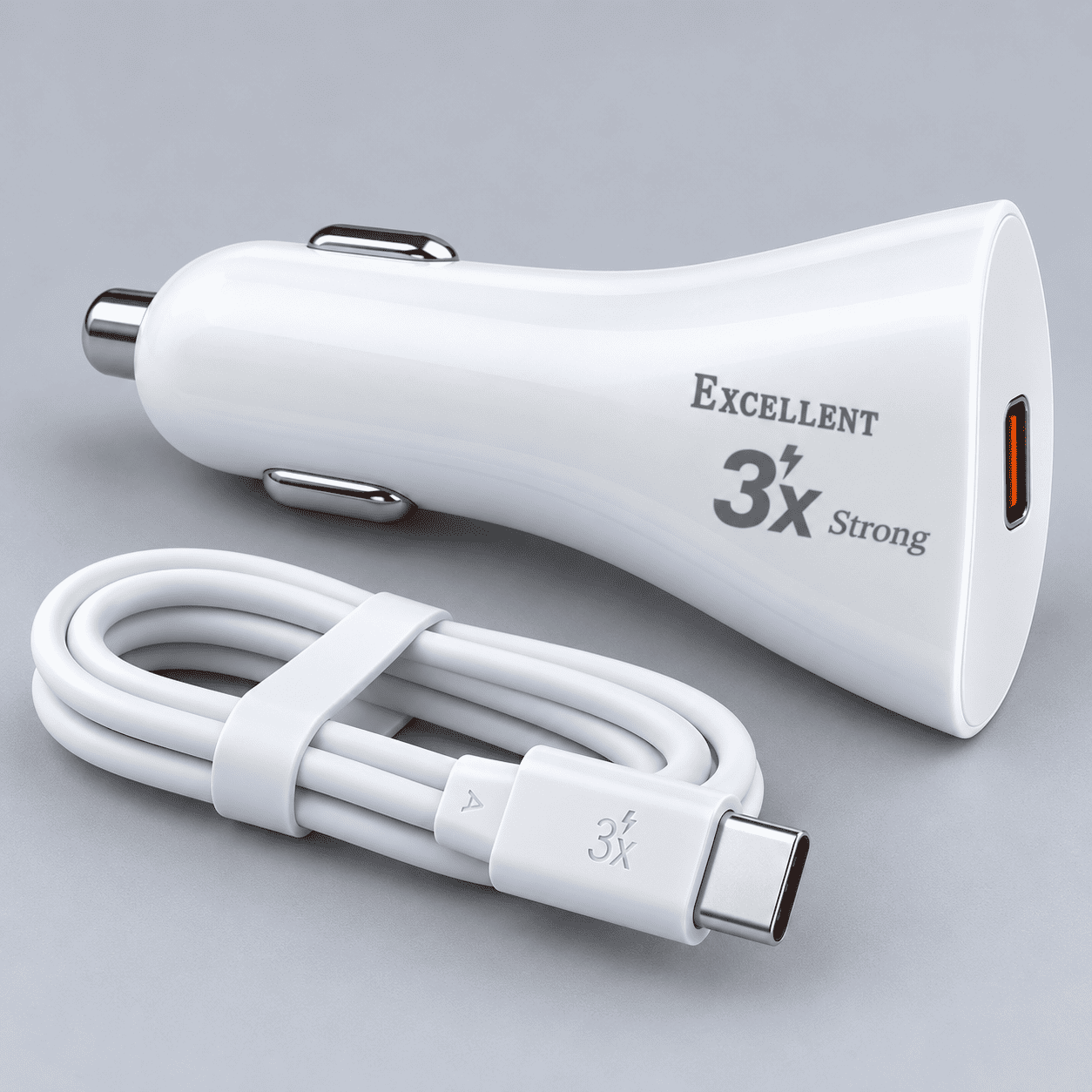 Excellent 3X Strong Type-C Fast Car Charger Kit