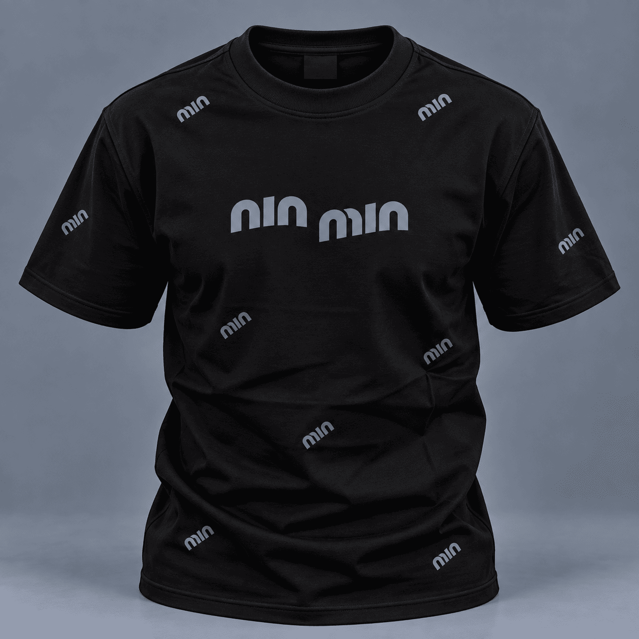 Miu Miu All-Over Printed Logo Crew Neck T-Shirt