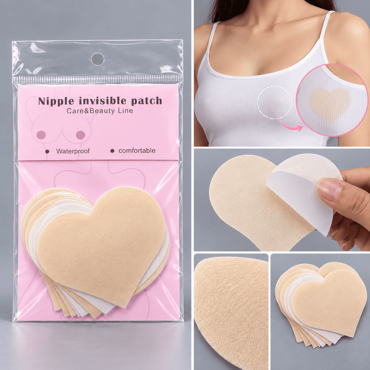Invisible Adhesive Nipple Covers - Heart - Heart